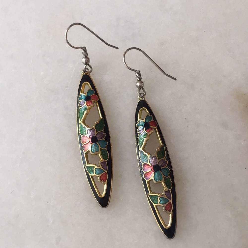 Cloisonné Earrings - Pierced Vintage
